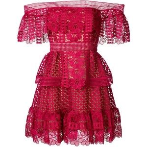 Self Portraitt Elegant Off-Shoulder Red Lace Dress